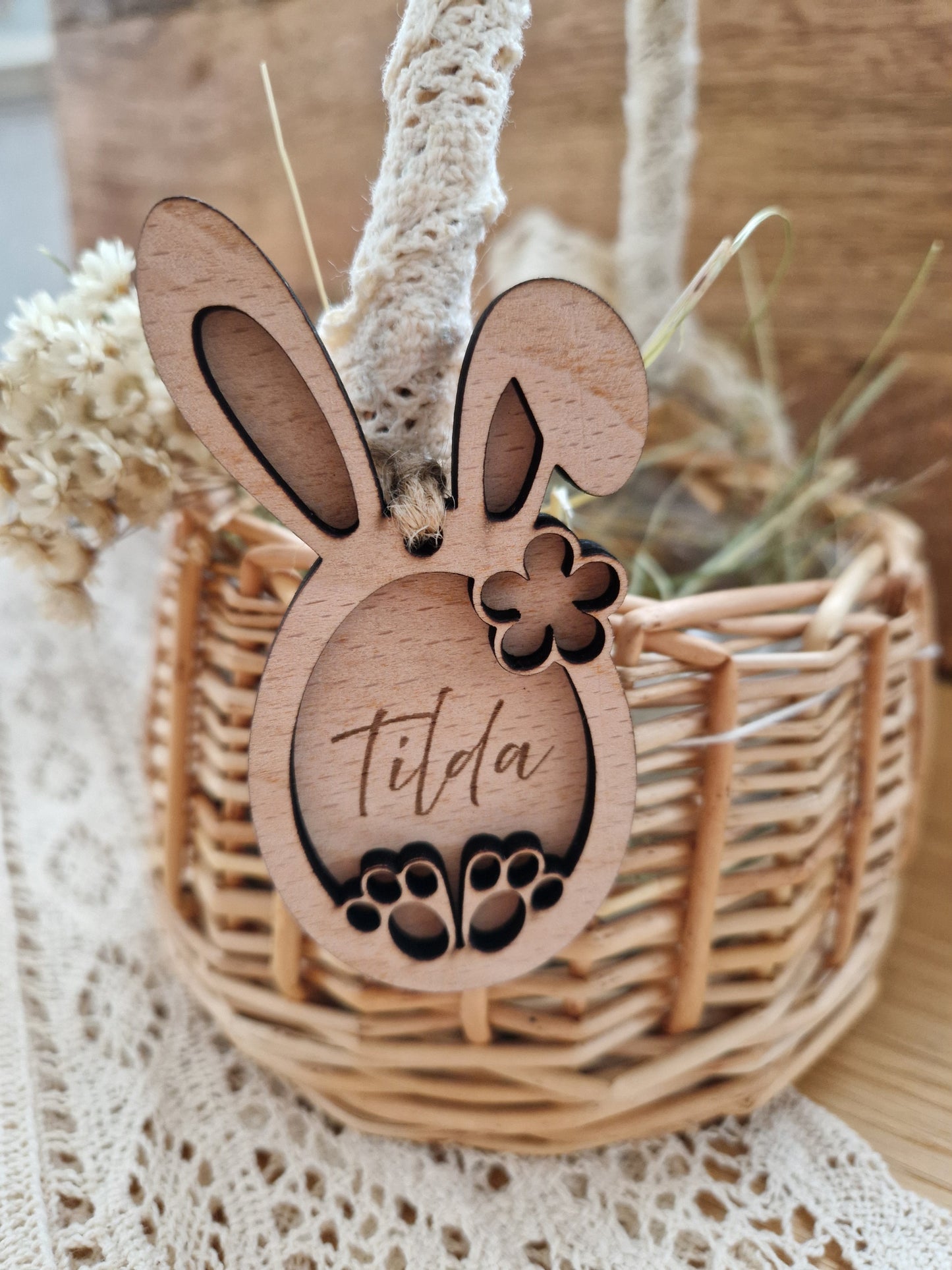 Personalisierter Osterhasen-Anhänger für das Osterkörbchen